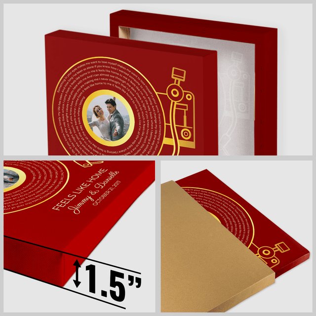 Maroon LP Player Canvas Wall Art, Custom Song Lyrics & Photo