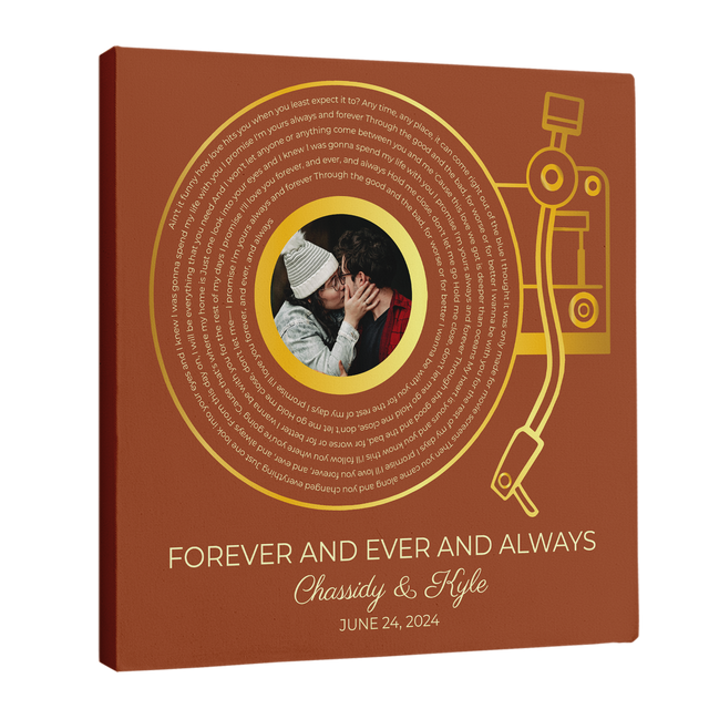 Orang Rusty LP Player Canvas, Personalized Vinyl Record & Photo