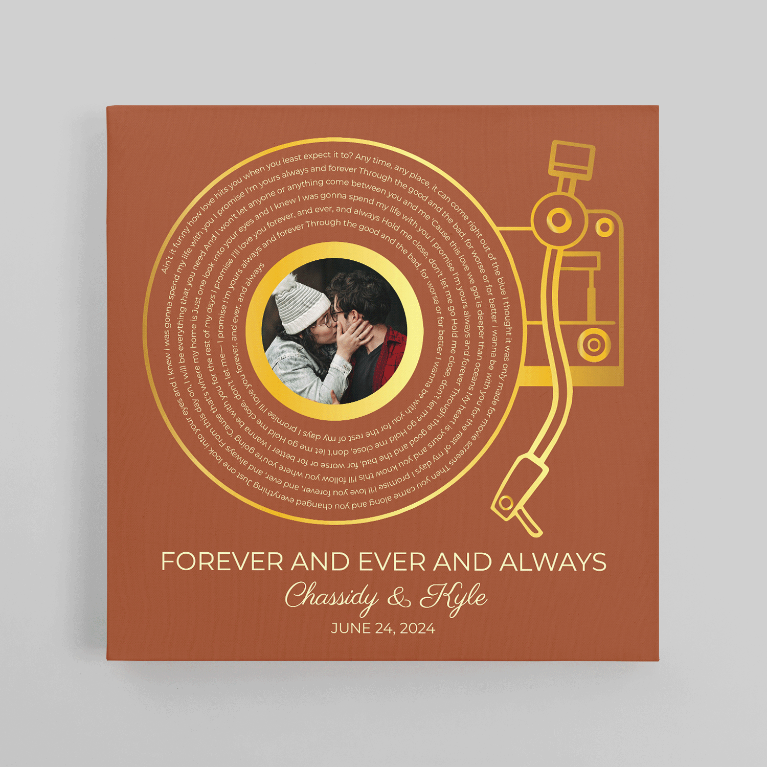 Orang Rusty LP Player Canvas, Personalized Vinyl Record & Photo
