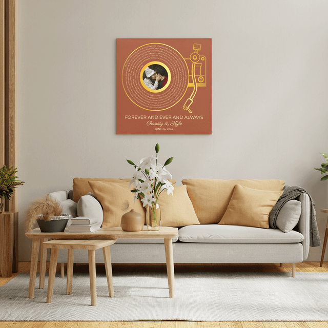 Orang Rusty LP Player Canvas, Personalized Vinyl Record & Photo