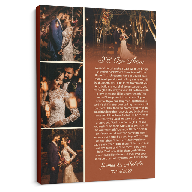 Orang Rusty Love Story Canvas, Custom Photo Collage and Song Lyrics