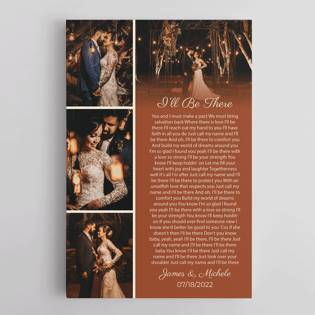 Orang Rusty Love Story Canvas, Custom Photo Collage and Song Lyrics