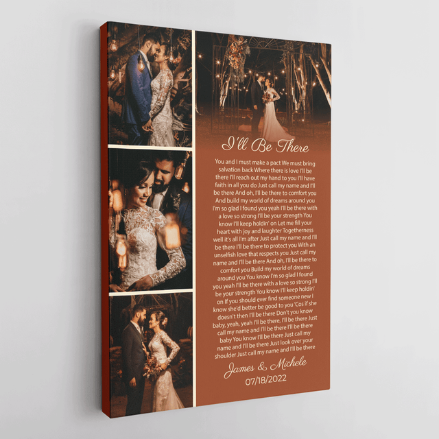 Orang Rusty Love Story Canvas, Custom Photo Collage and Song Lyrics