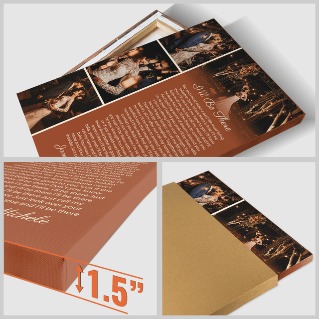 Orang Rusty Love Story Canvas, Custom Photo Collage and Song Lyrics
