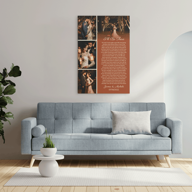 Orang Rusty Love Story Canvas, Custom Photo Collage and Song Lyrics