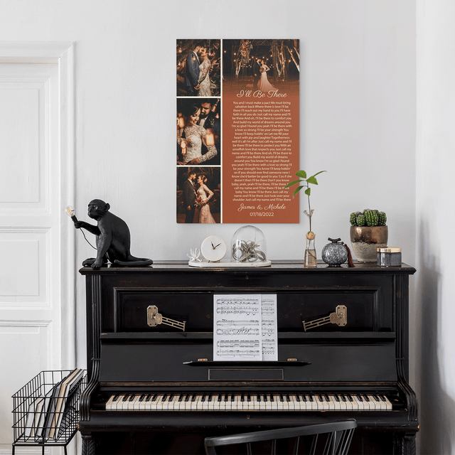 Orang Rusty Love Story Canvas, Custom Photo Collage and Song Lyrics