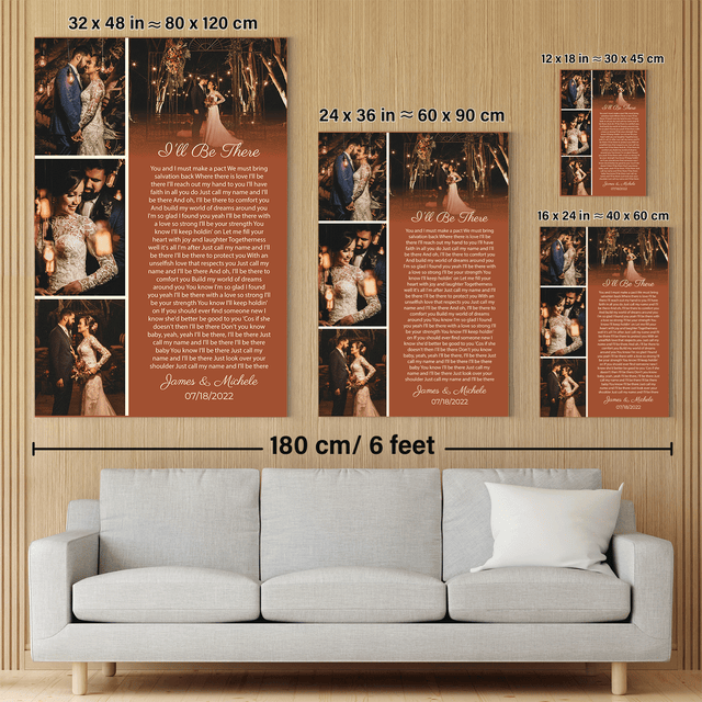 Orang Rusty Love Story Canvas, Custom Photo Collage and Song Lyrics