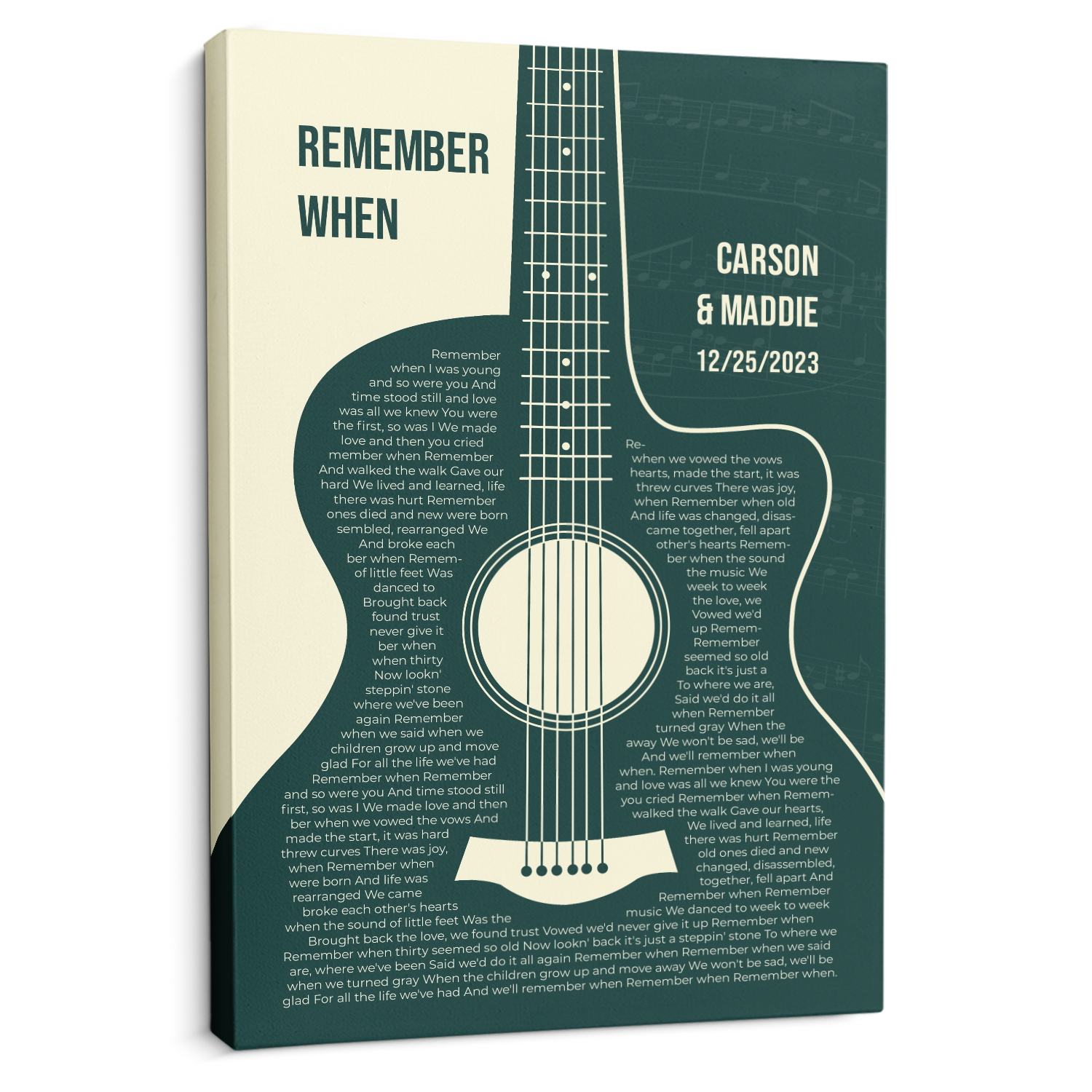 Guitar Shaped Lyrics, Personalized Song Lyrics & Name