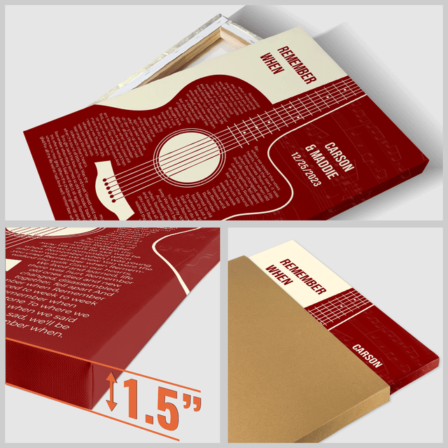 Personalized Song Lyrics & Name, Guitar Art Canvas Print