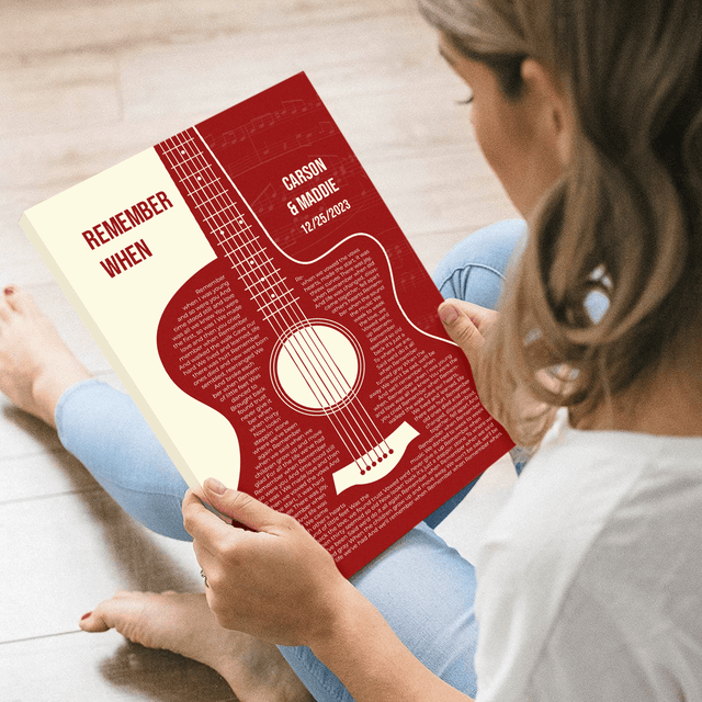 Personalized Song Lyrics & Name, Guitar Art Canvas Print