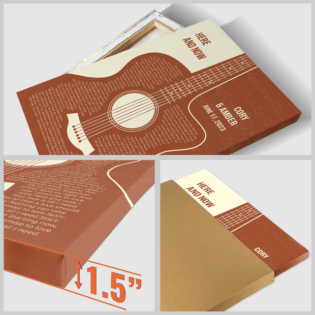 Personalized Guitar Shaped Song Lyrics Canvas Print