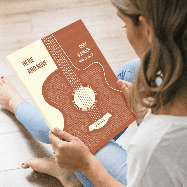Personalized Guitar Shaped Song Lyrics Canvas Print
