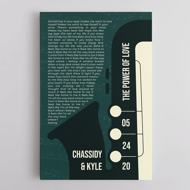 Custom Song Lyrics & Name On Canvas Green Vintage Saxophone