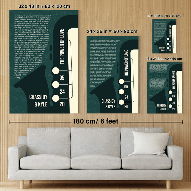 Custom Song Lyrics & Name On Canvas Green Vintage Saxophone