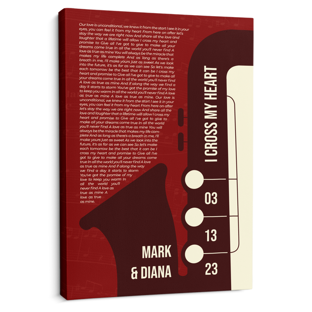 Customize Song Lyrics & Name Maroon Vintage Saxophone Canvas