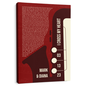 Customize Song Lyrics & Name Maroon Vintage Saxophone Canvas