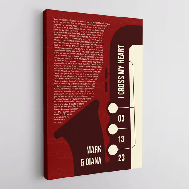 Customize Song Lyrics & Name Maroon Vintage Saxophone Canvas