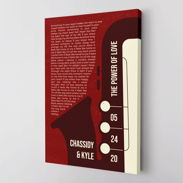 Customize Song Lyrics & Name Maroon Vintage Saxophone Canvas