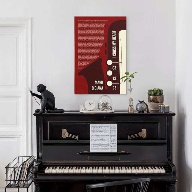 Customize Song Lyrics & Name Maroon Vintage Saxophone Canvas