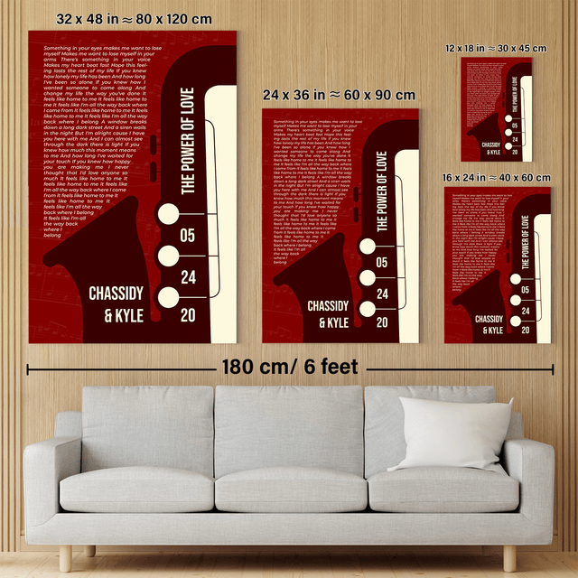 Customize Song Lyrics & Name Maroon Vintage Saxophone Canvas