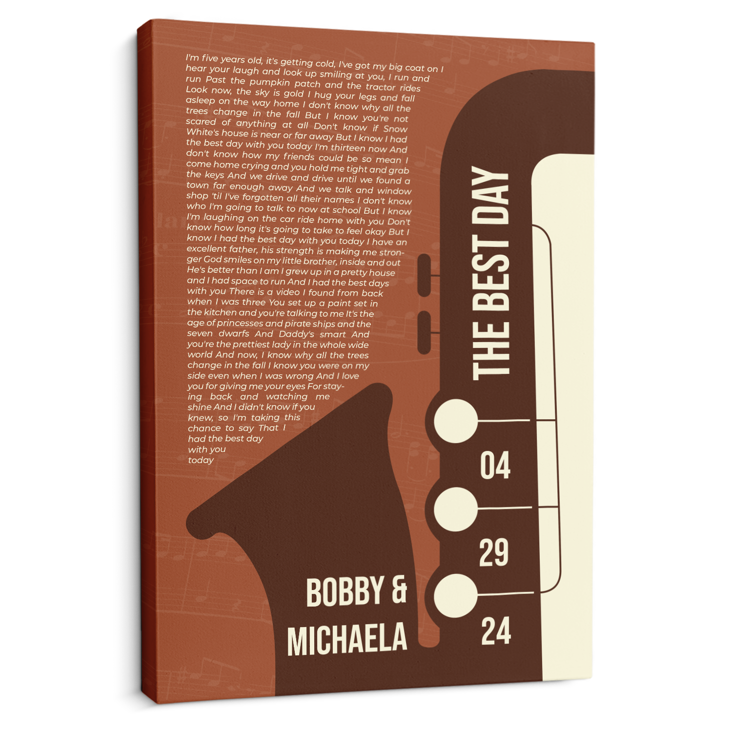 Customize Song Lyrics & Name Orang Rusty Vintage Saxophone Canvas