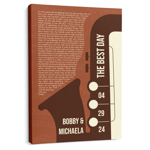 Customize Song Lyrics & Name Orang Rusty Vintage Saxophone Canvas