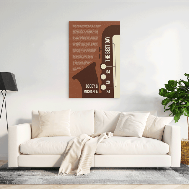 Customize Song Lyrics & Name Orang Rusty Vintage Saxophone Canvas