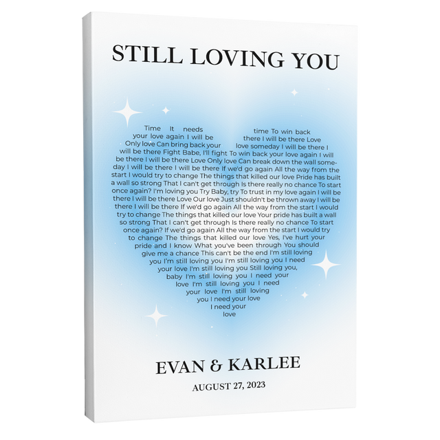 Pastel Blue Heart Shaped Song Lyrics Canvas Print