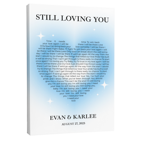 Pastel Blue Heart Shaped Song Lyrics Canvas Print