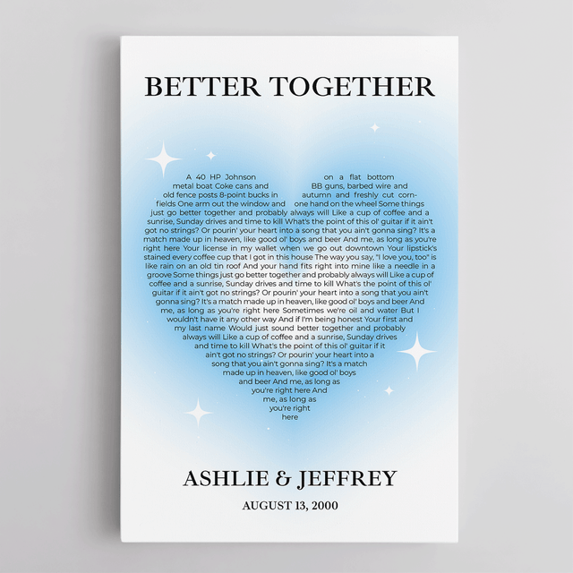 Pastel Blue Heart Shaped Song Lyrics Canvas Print