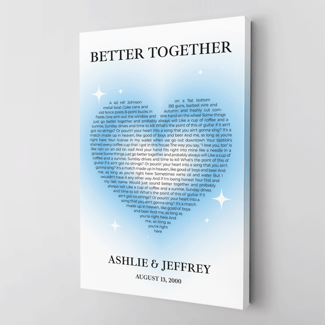 Pastel Blue Heart Shaped Song Lyrics Canvas Print
