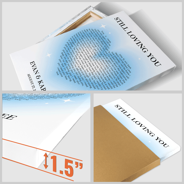 Pastel Blue Heart Shaped Song Lyrics Canvas Print