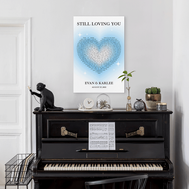 Pastel Blue Heart Shaped Song Lyrics Canvas Print
