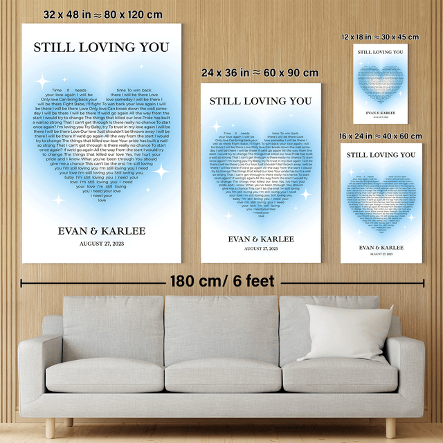 Pastel Blue Heart Shaped Song Lyrics Canvas Print
