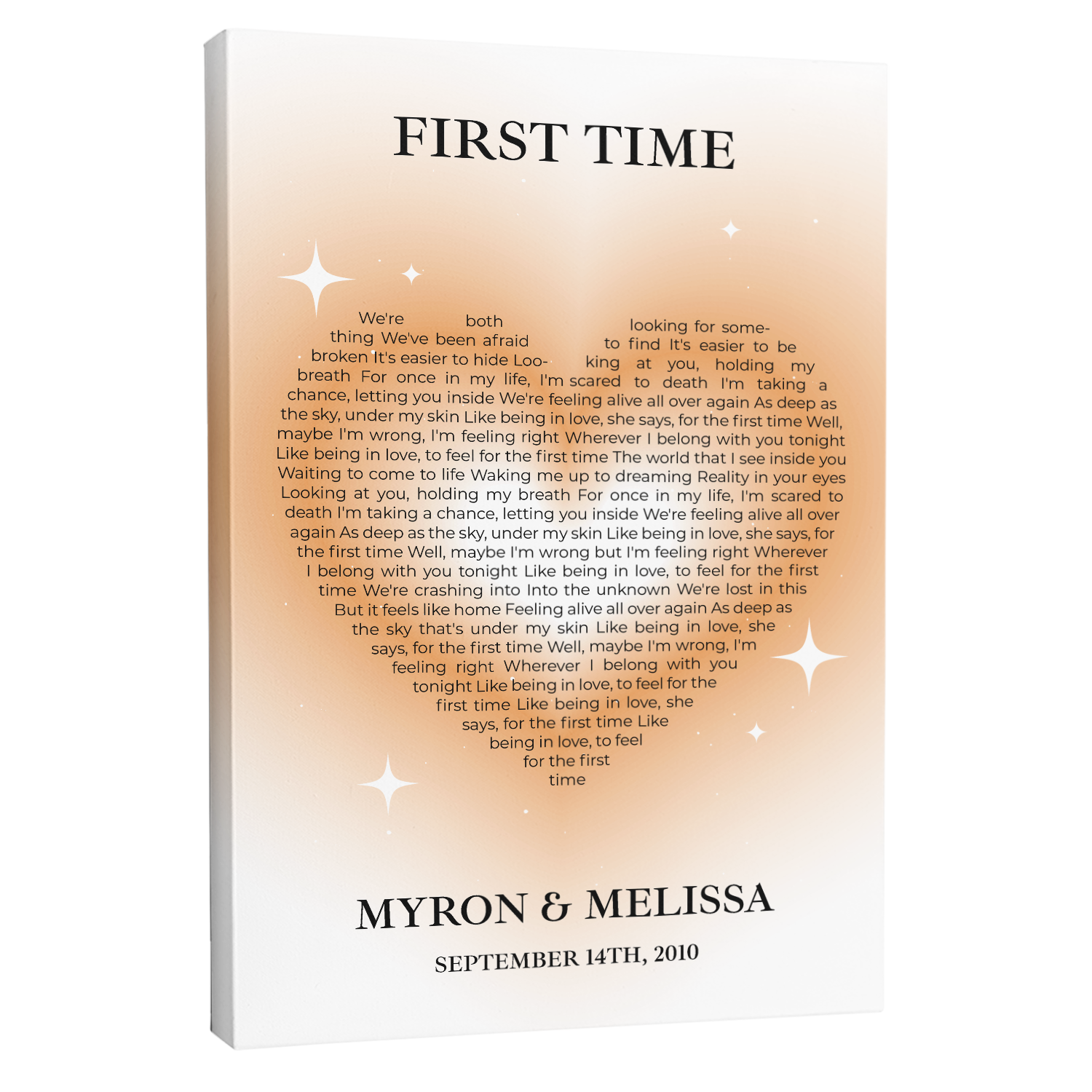 Pastel Sand Heart Shaped Song Lyrics Canvas Print