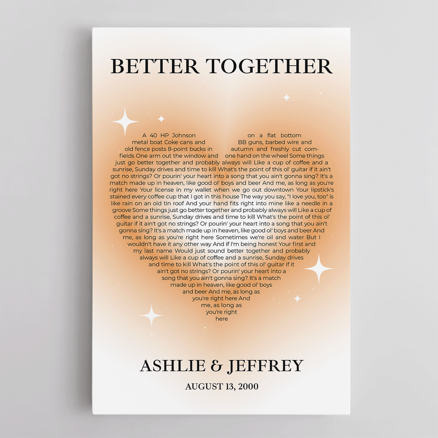 Pastel Sand Heart Shaped Song Lyrics Canvas Print