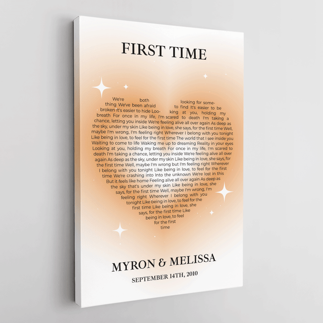 Pastel Sand Heart Shaped Song Lyrics Canvas Print