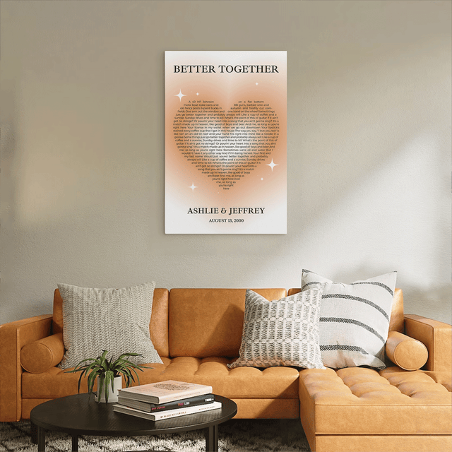 Pastel Sand Heart Shaped Song Lyrics Canvas Print