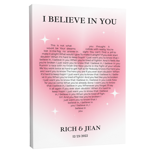 Pastel Pink Heart Shaped Song Lyrics Canvas Print