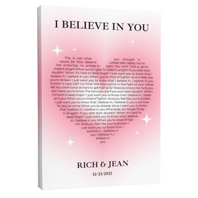 Pastel Pink Heart Shaped Song Lyrics Canvas Print
