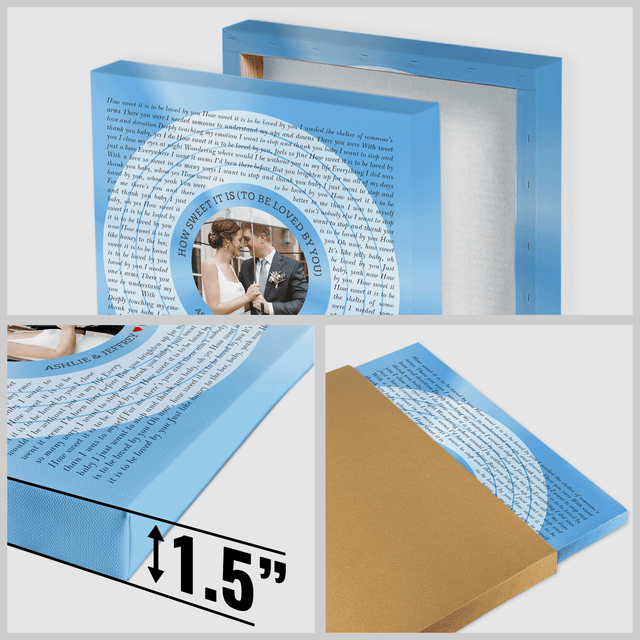 Custom Song Lyrics & Name Circular Photo Pastel Blue Canvas Print