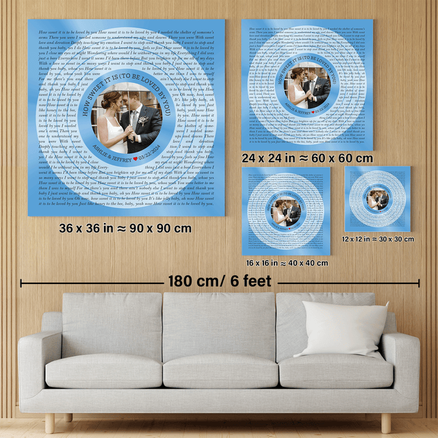 Custom Song Lyrics & Name Circular Photo Pastel Blue Canvas Print