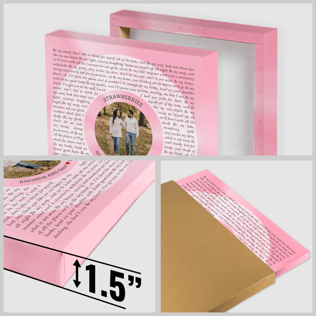 Custom Song Lyrics & Name Circular Photo Pastel Pink Canvas Print