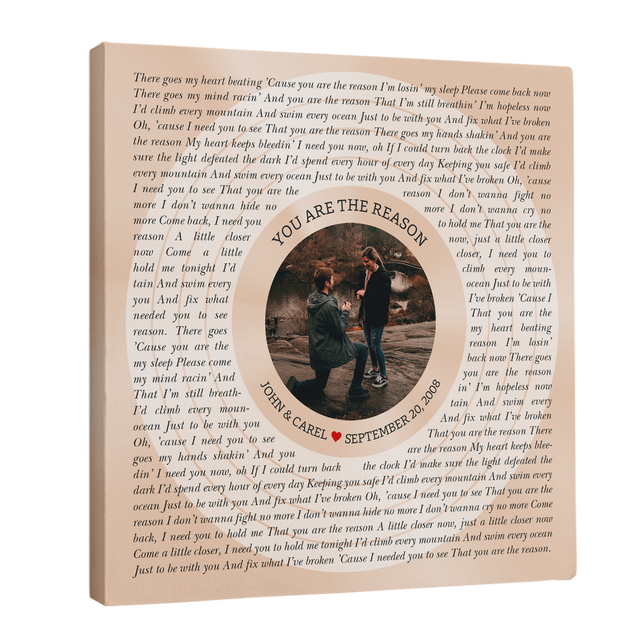 Custom Song Lyrics & Name Circular Photo Pastel Sand Canvas Print