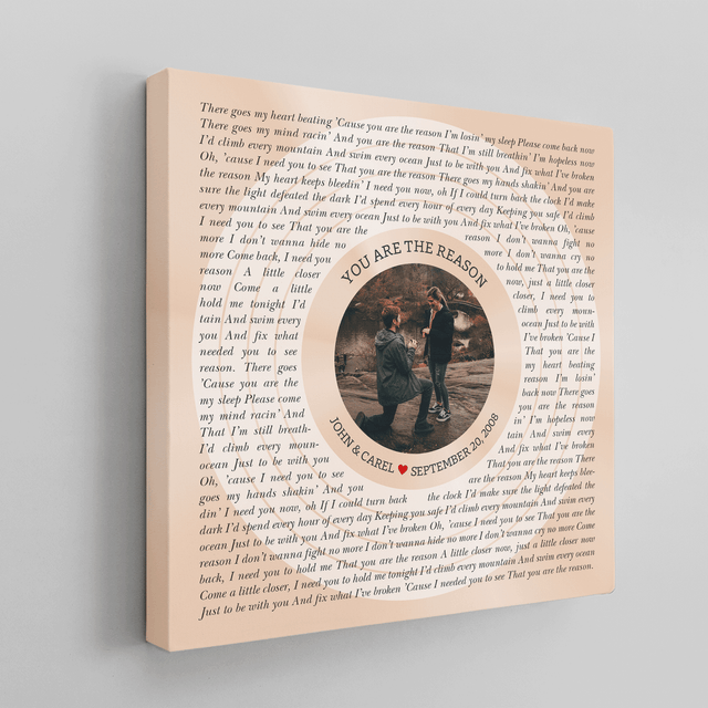 Custom Song Lyrics & Name Circular Photo Pastel Sand Canvas Print