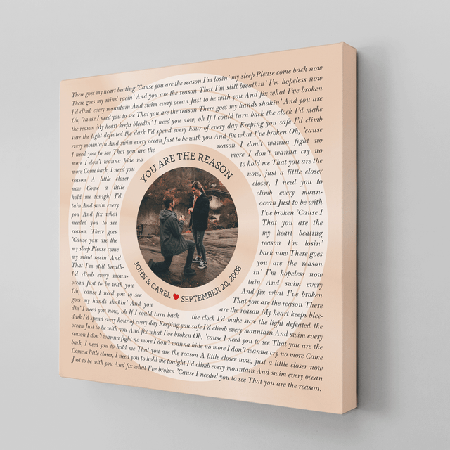 Custom Song Lyrics & Name Circular Photo Pastel Sand Canvas Print