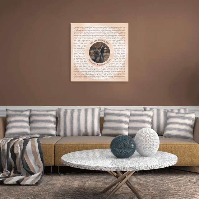 Custom Song Lyrics & Name Circular Photo Pastel Sand Canvas Print
