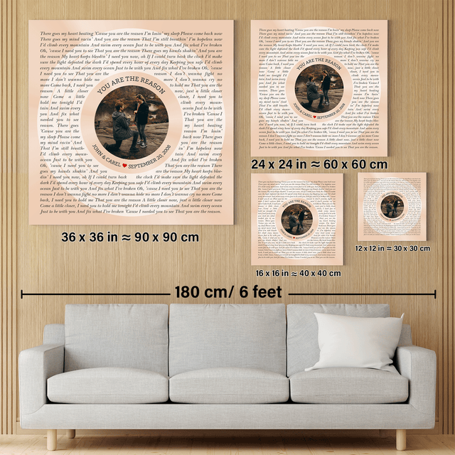 Custom Song Lyrics & Name Circular Photo Pastel Sand Canvas Print