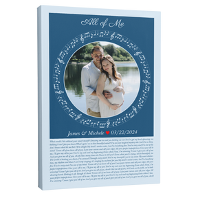 Circular Photo Song Lyrics Ice Blue Canvas Print