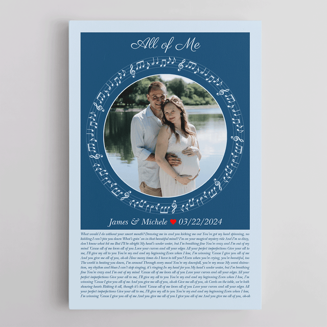 Circular Photo Song Lyrics Ice Blue Canvas Print